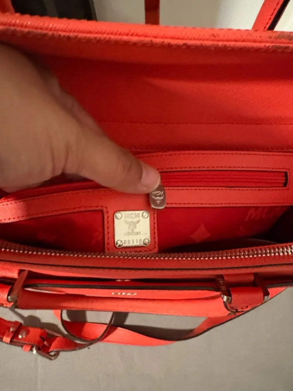 MCM CORAL ELDA Orange Reddish 2 Way Tote Bag READ DESCRIPTION - Picture 8 of 15